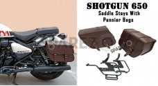 Fit For Royal Enfield Shotgun 650 Saddle Stay With Pannier Bags Pair Brown Color - SPAREZO